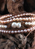 Boho Bracelet, RH 5 Layers Leather Wrap Bracelet, White Pink Natural Peal